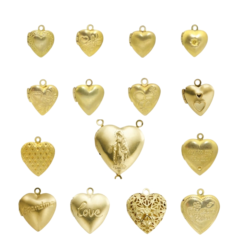 Heart Locket Necklace Photo - BoYuTe (50 ピース/ロット) 金属真鍮ハート型フォトロケットペンダントオープン Diy ジュエリーアクセサリー卸売