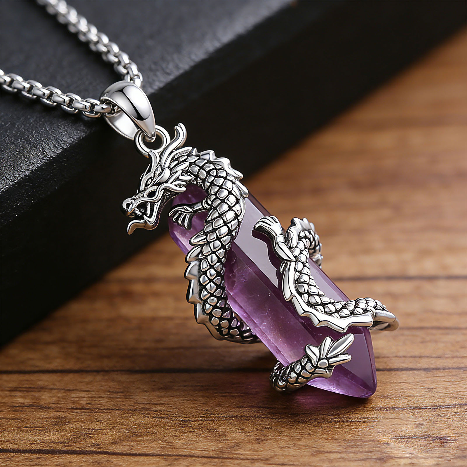 ユードラ アメジスト ドラゴン ネックレス パンク 天然クリ - Crystal Pendant Necklace Natural Stone のレビューと価格