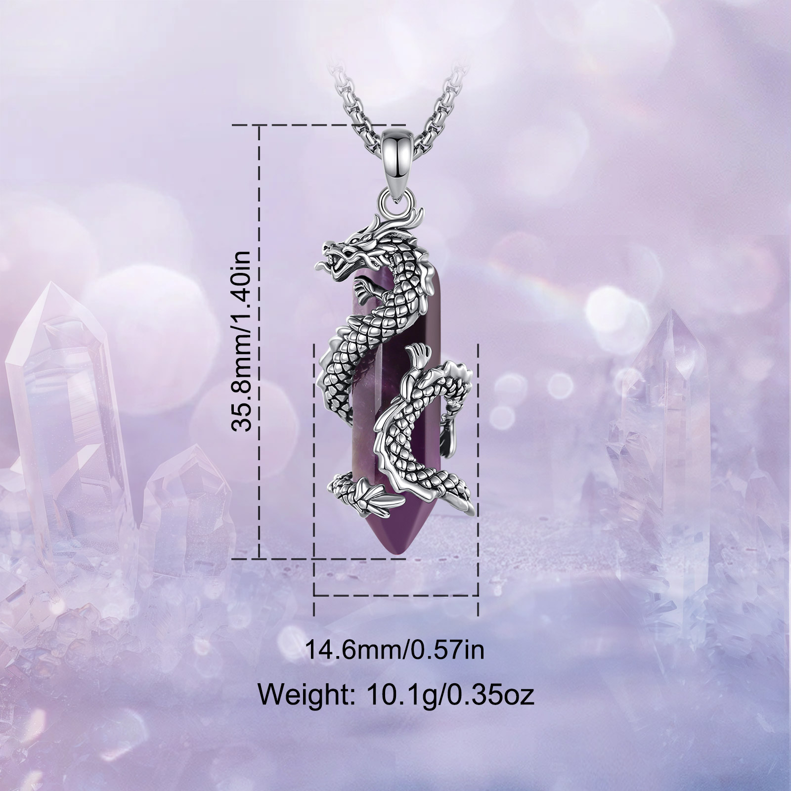 ユードラ アメジスト ドラゴン ネックレス パンク 天然クリ - Crystal Pendant Necklace Natural Stone のレビューと価格