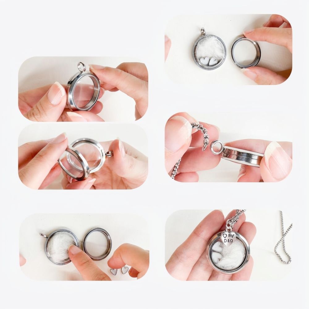ステンレス製のハート型ネックレス。愛犬や愛猫の思い出を形にし - Heart Locket Necklace Photo のレビューと価格