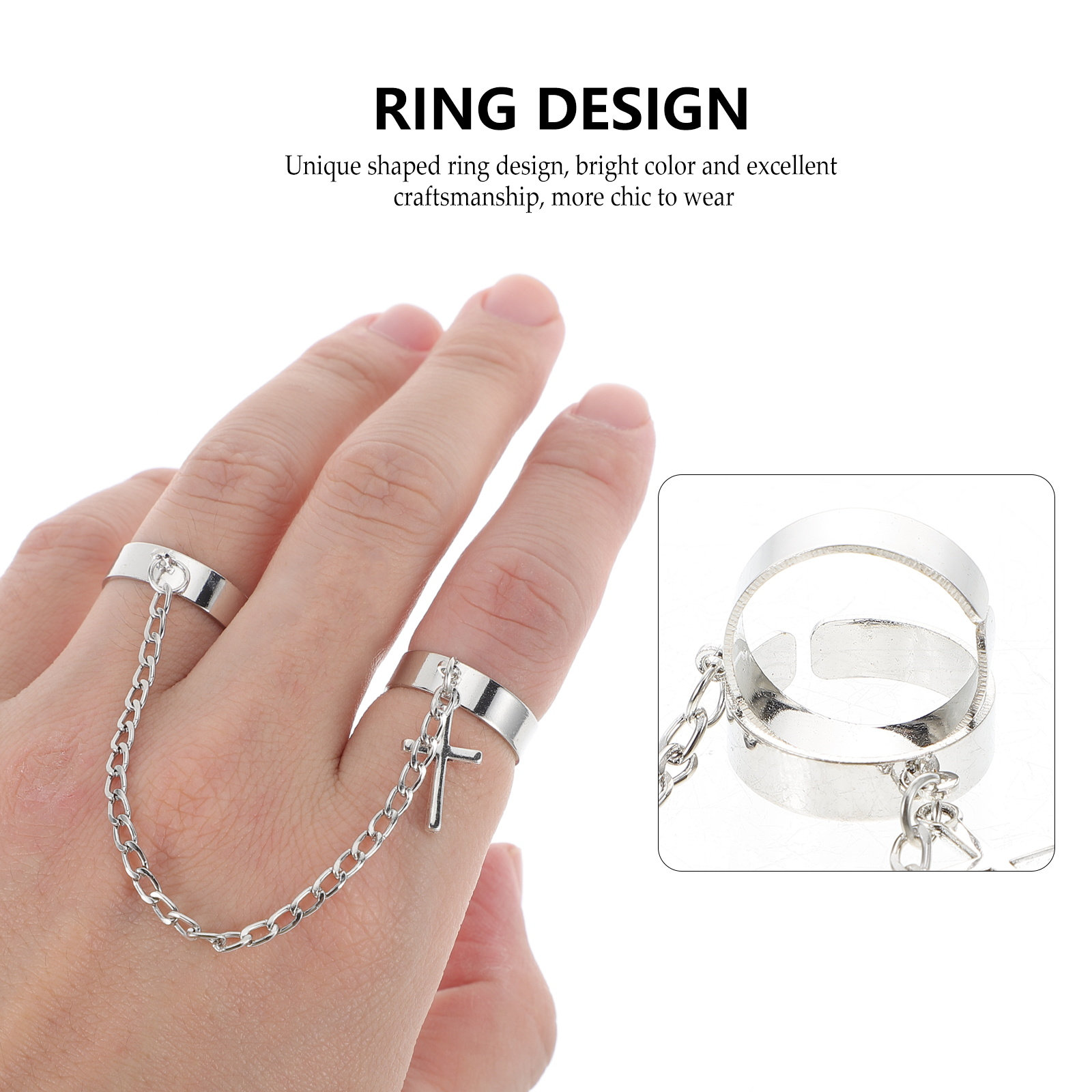 ヴィンテージゴシック風クロスデザインの指輪セット。パンク風チ - Vintage Punk Knuckle Rings Set のレビューと価格