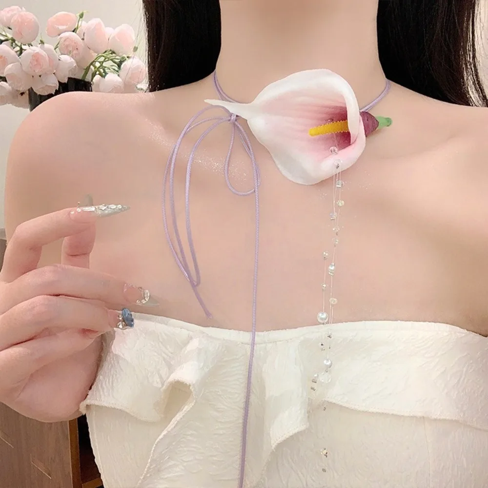 ファッション誇張オランダカイウユリビーズペンダントヴィンテー - Pearl Choker Necklace Vintage のレビューと価格
