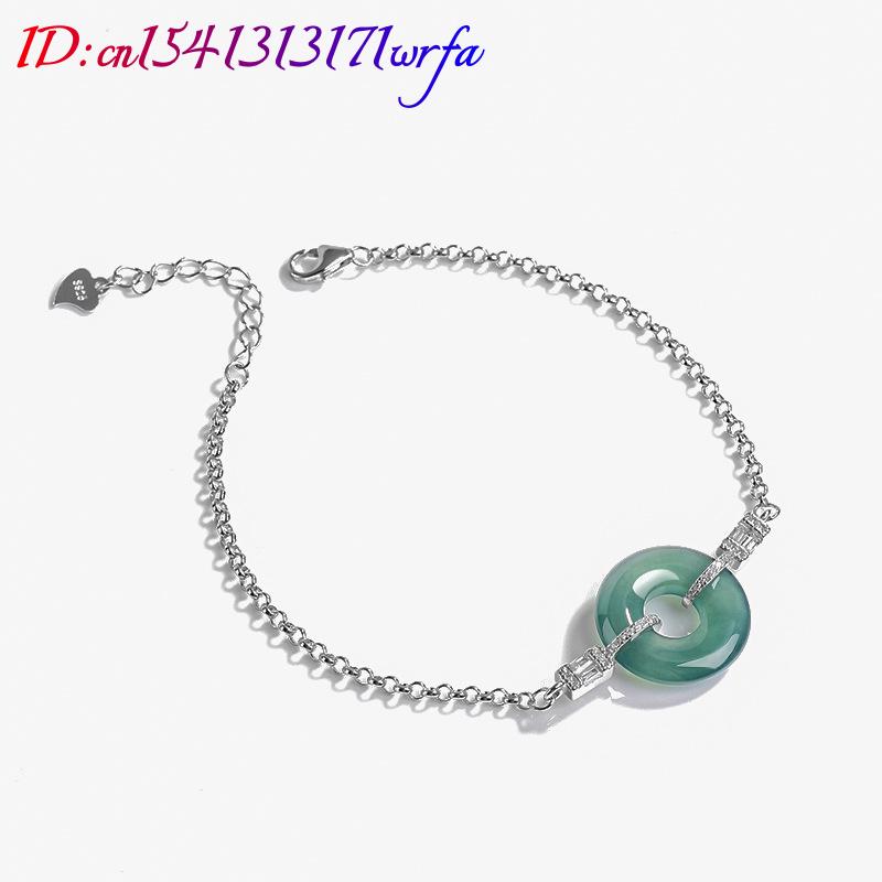 ブルーミャンマー翡翠リングブレスレット 925 シルバーギフ - Bracelets のレビューと価格