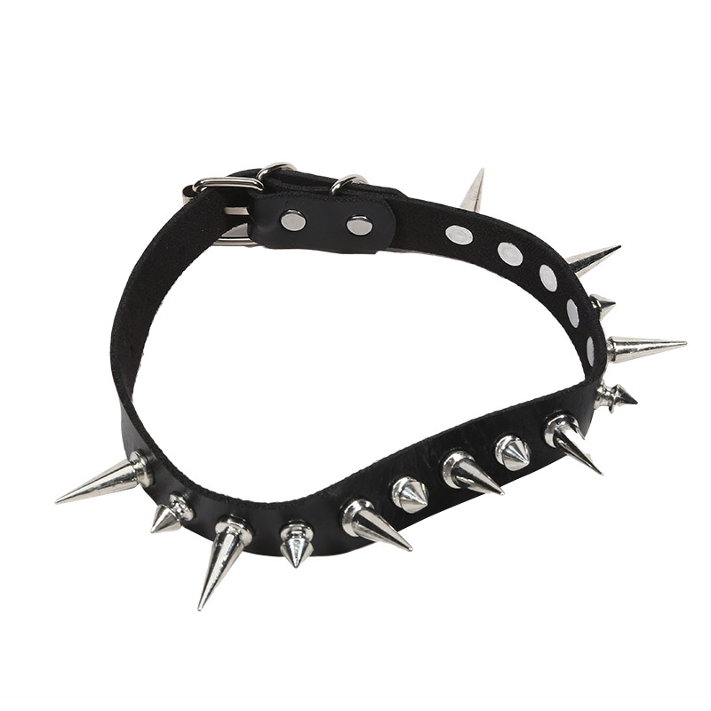パンク風、長めのスパイクチョーカー、フェイクレザーの襟、男女 - Goth Punk Spike Choker のレビューと価格