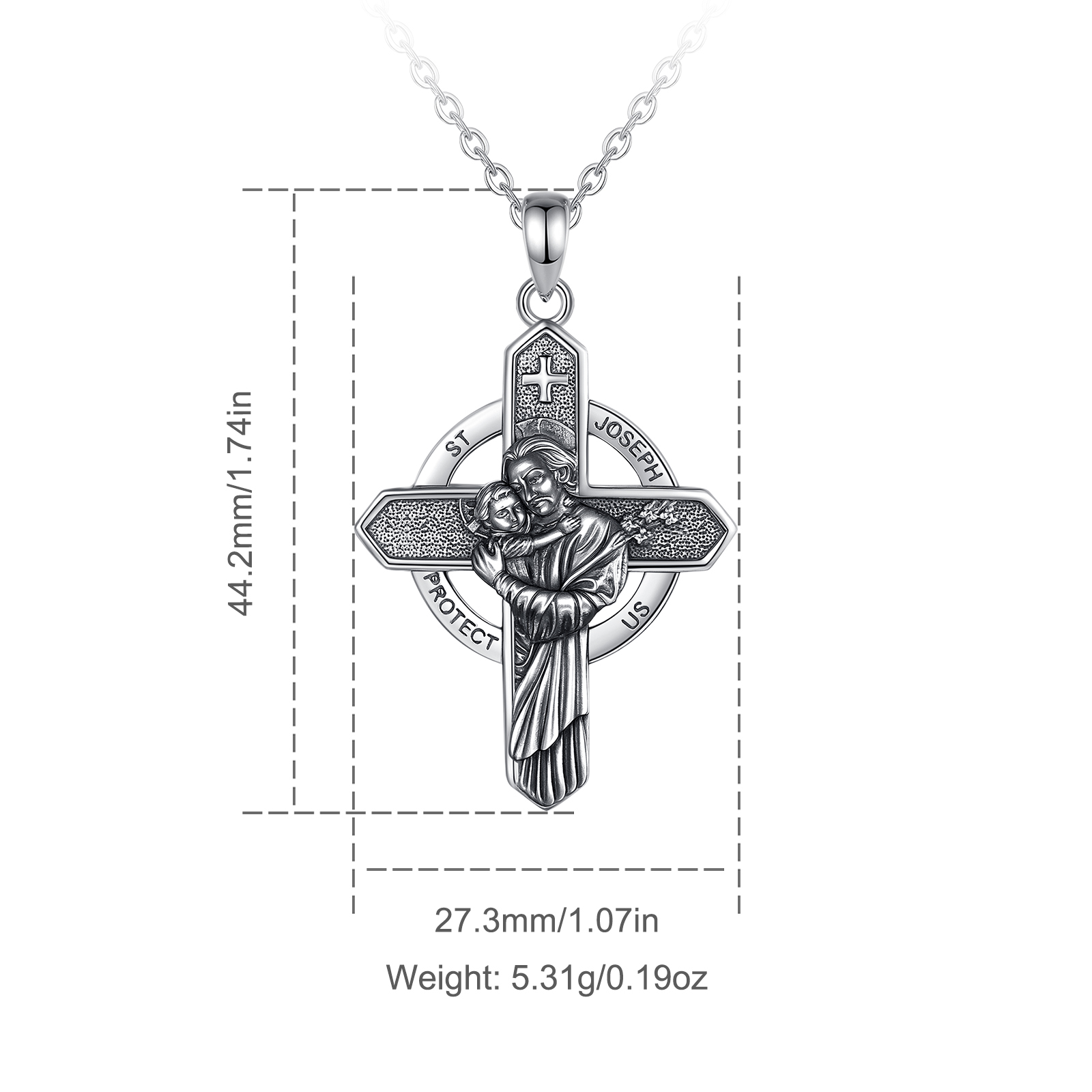 ユードラ 925 スターリングシルバー 聖ヨセフネックレス  - 925 Sterling Silver Chain Necklace Men のレビューと価格