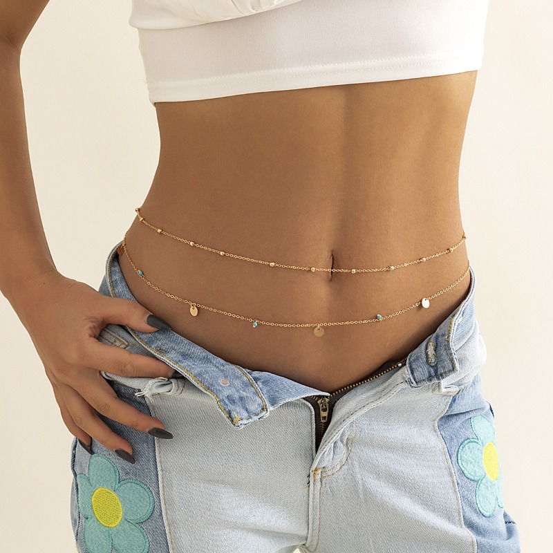 女性用、繊細なデザインの重ね付け可能なウエストチェーン、ボデ - Body Jewelry のレビューと価格